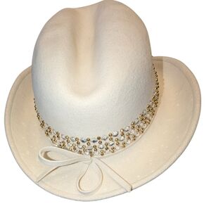❄️Winter Sale❄️Aldolfo II Wool Felt Rhinestone Hat with Gold Accents